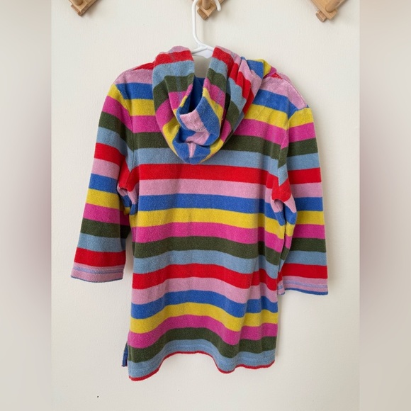 Mini Boden Striped Terry Hooded Cover Up - Picture 3 of 4
